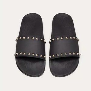 Valentino Garavani ROCKSTUD RUBBER SLIDER SANDAL SZ 40